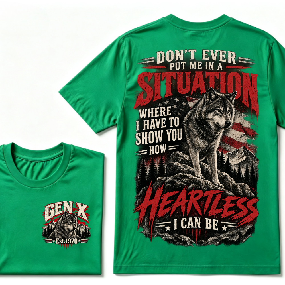 Gen X Est. Year “Heartless I Can Be” Wolf Graphic T-Shirt
