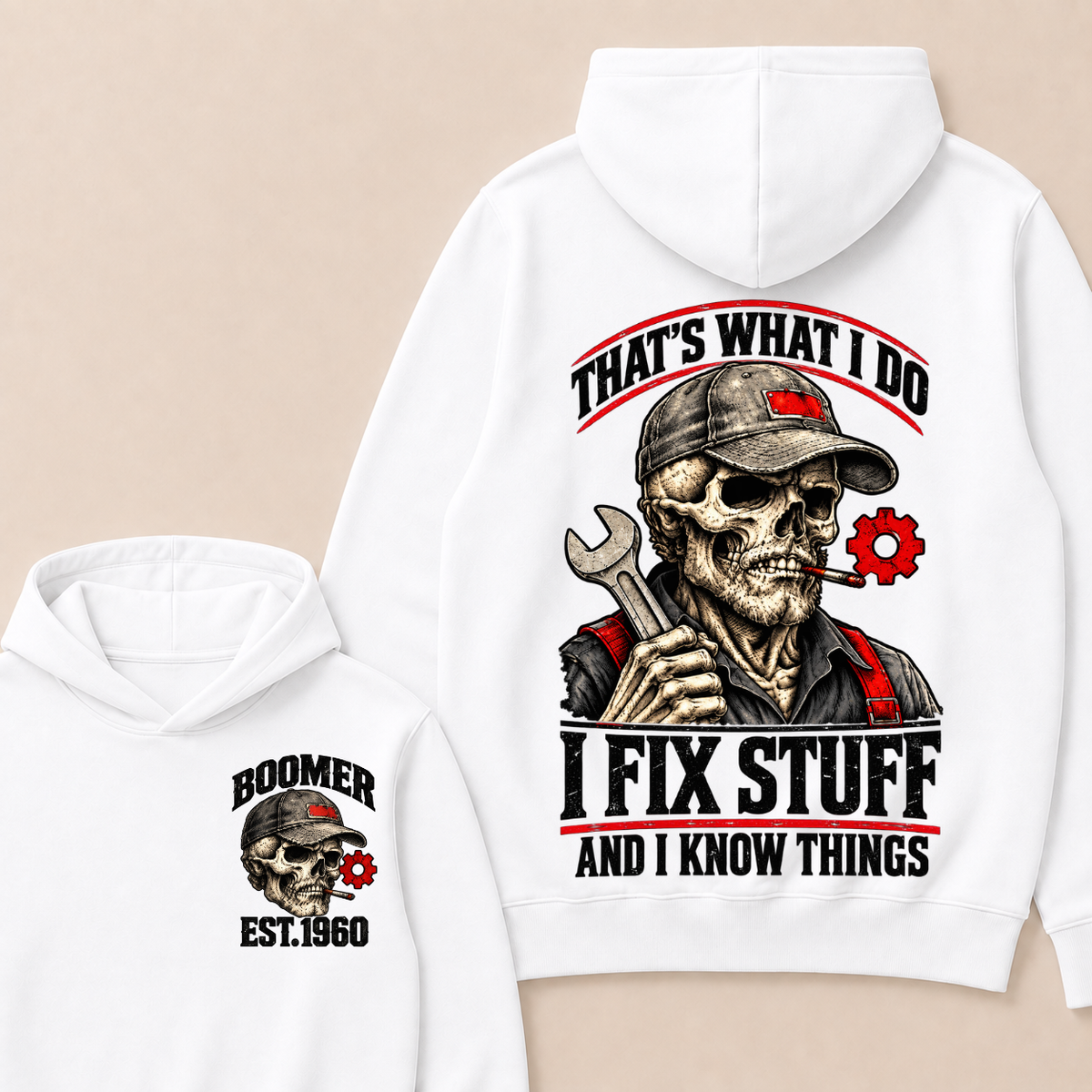 That's What I Do I Fix Stuff And I Know Things Boomer Est. Year Hoodie