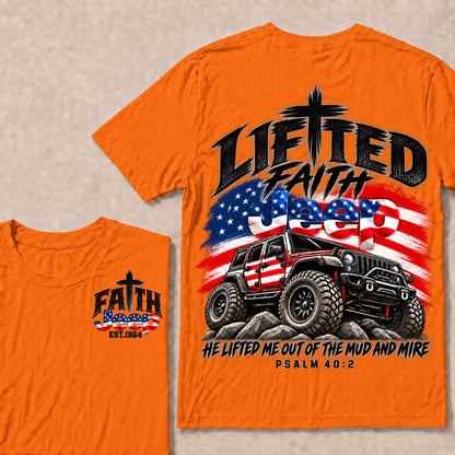Custom Year Lifted Faith Jeep He Lifted Me Out Of The Mud And Mire Psalm 40:2 T-Shirts