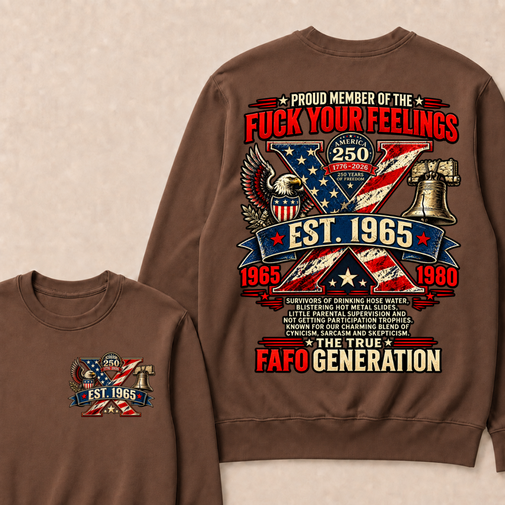 Gen X Est.Year America 250 The True Fafo Generation Eagle Liberty Bell Vintage Crewneck Sweatshirt