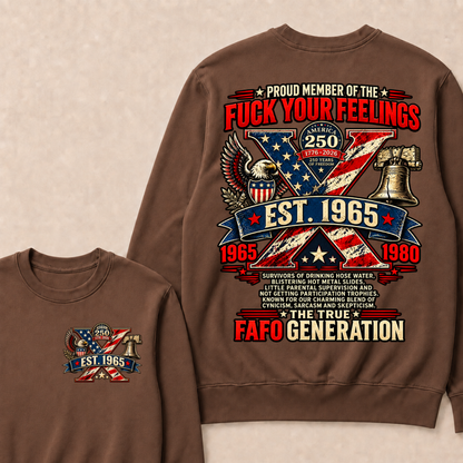 Gen X Est.Year America 250 The True Fafo Generation Eagle Liberty Bell Vintage Crewneck Sweatshirt