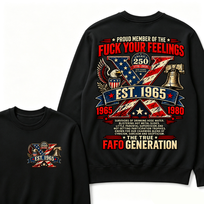Gen X Est.Year America 250 The True Fafo Generation Eagle Liberty Bell Vintage Crewneck Sweatshirt