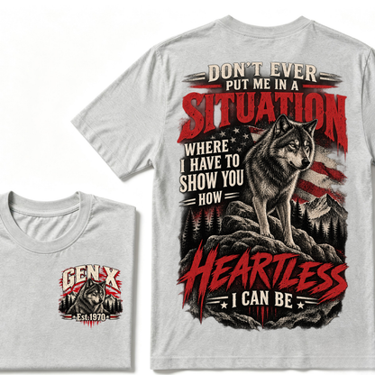 Gen X Est. Year “Heartless I Can Be” Wolf Graphic T-Shirt