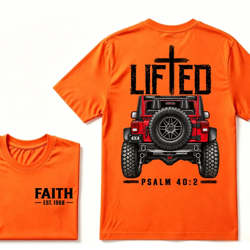 LIFTED Faith Psalm 40:2 Offroad 4X4 Jeep Christian T-Shirt EST.Year Religious Faith Graphic Tee