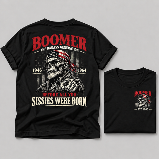 Boomer The Badass Generation Before All You Sissies Were Born Est. Year Tee