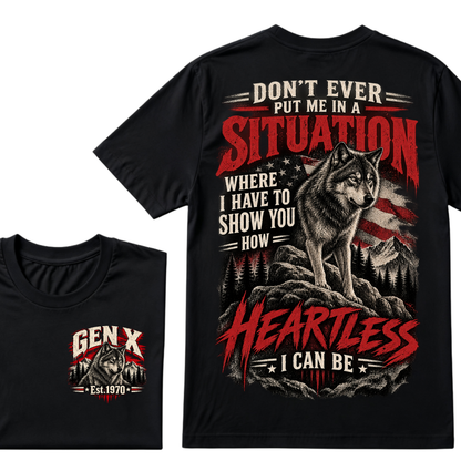 Gen X Est. Year “Heartless I Can Be” Wolf Graphic T-Shirt