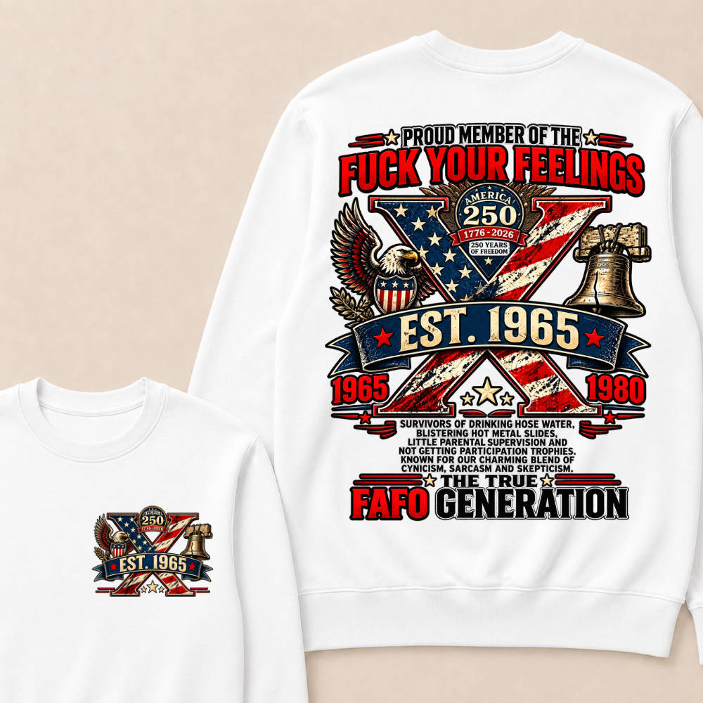 Gen X Est.Year America 250 The True Fafo Generation Eagle Liberty Bell Vintage Crewneck Sweatshirt