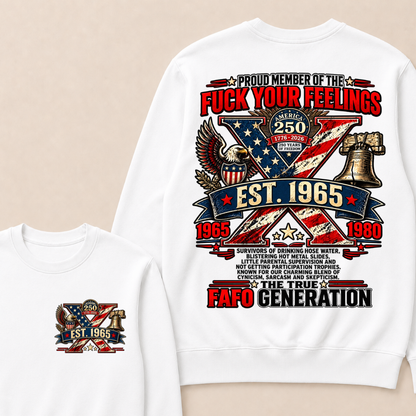 Gen X Est.Year America 250 The True Fafo Generation Eagle Liberty Bell Vintage Crewneck Sweatshirt