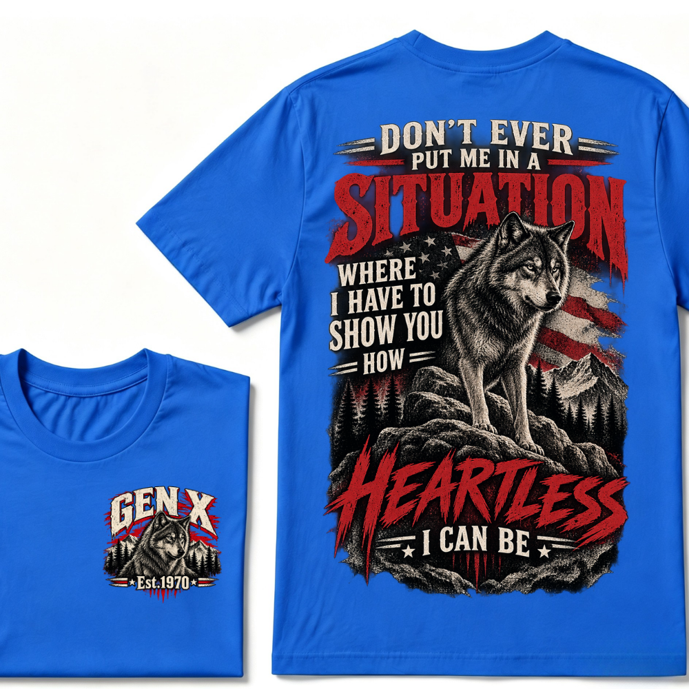 Gen X Est. Year “Heartless I Can Be” Wolf Graphic T-Shirt