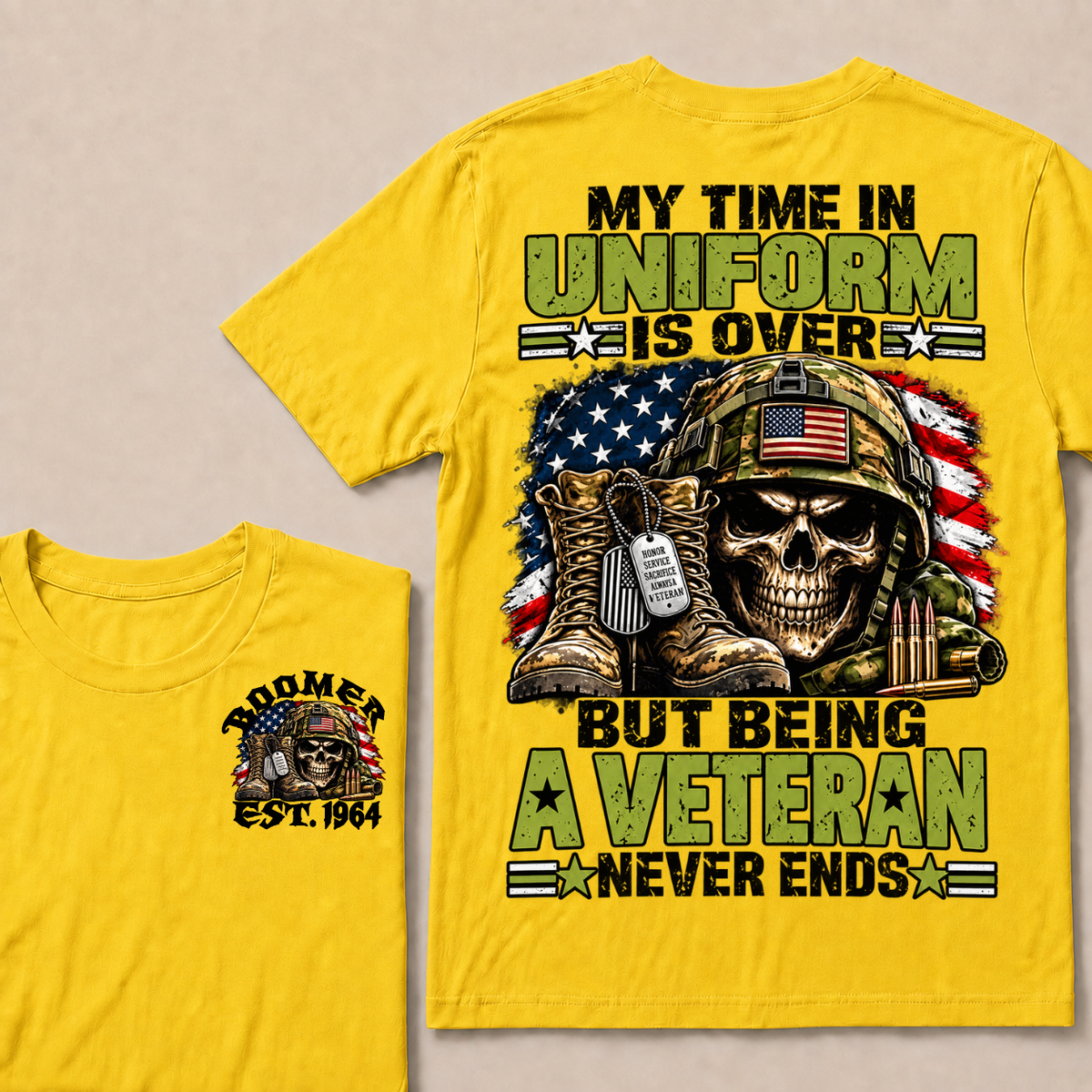 Custom Your Year My Time In Uniform Is Over But Being A Veteran Never EndsT-shirt