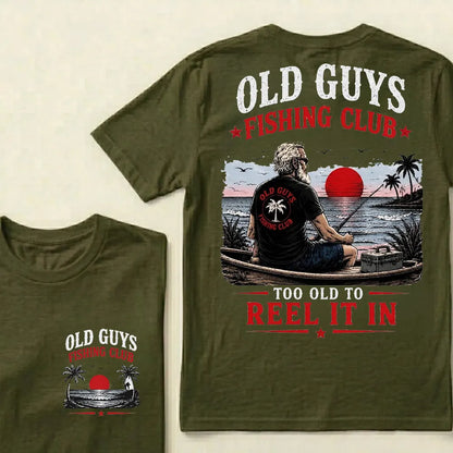 Old Guys Fishing Club – "Too Old to Reel It In" Premium Tee