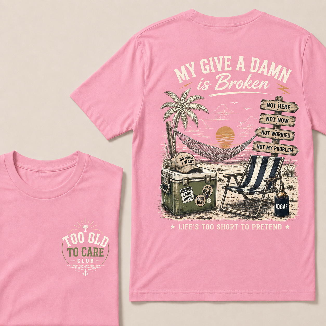 My Give A Damn Is Broken Beach Retro T-Shirt