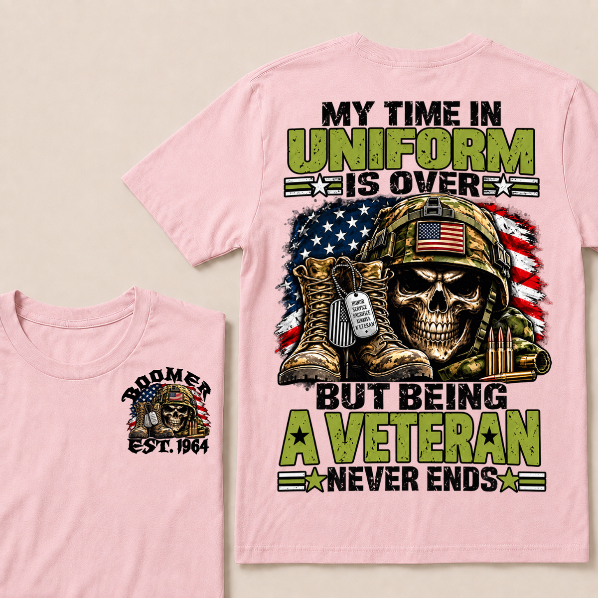 Custom Your Year My Time In Uniform Is Over But Being A Veteran Never EndsT-shirt