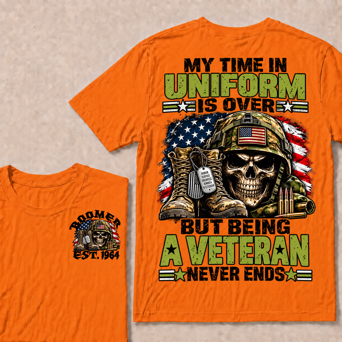 Custom Your Year My Time In Uniform Is Over But Being A Veteran Never EndsT-shirt