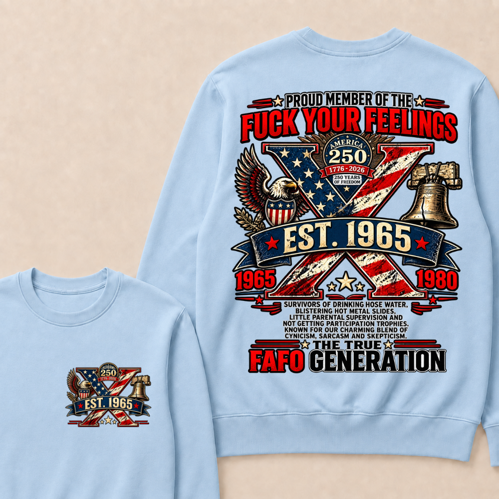 Gen X Est.Year America 250 The True Fafo Generation Eagle Liberty Bell Vintage Crewneck Sweatshirt