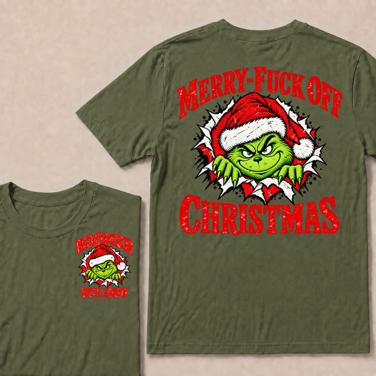 Merry-Fuck Off Christmas  Boomer Est. Year T-shirt