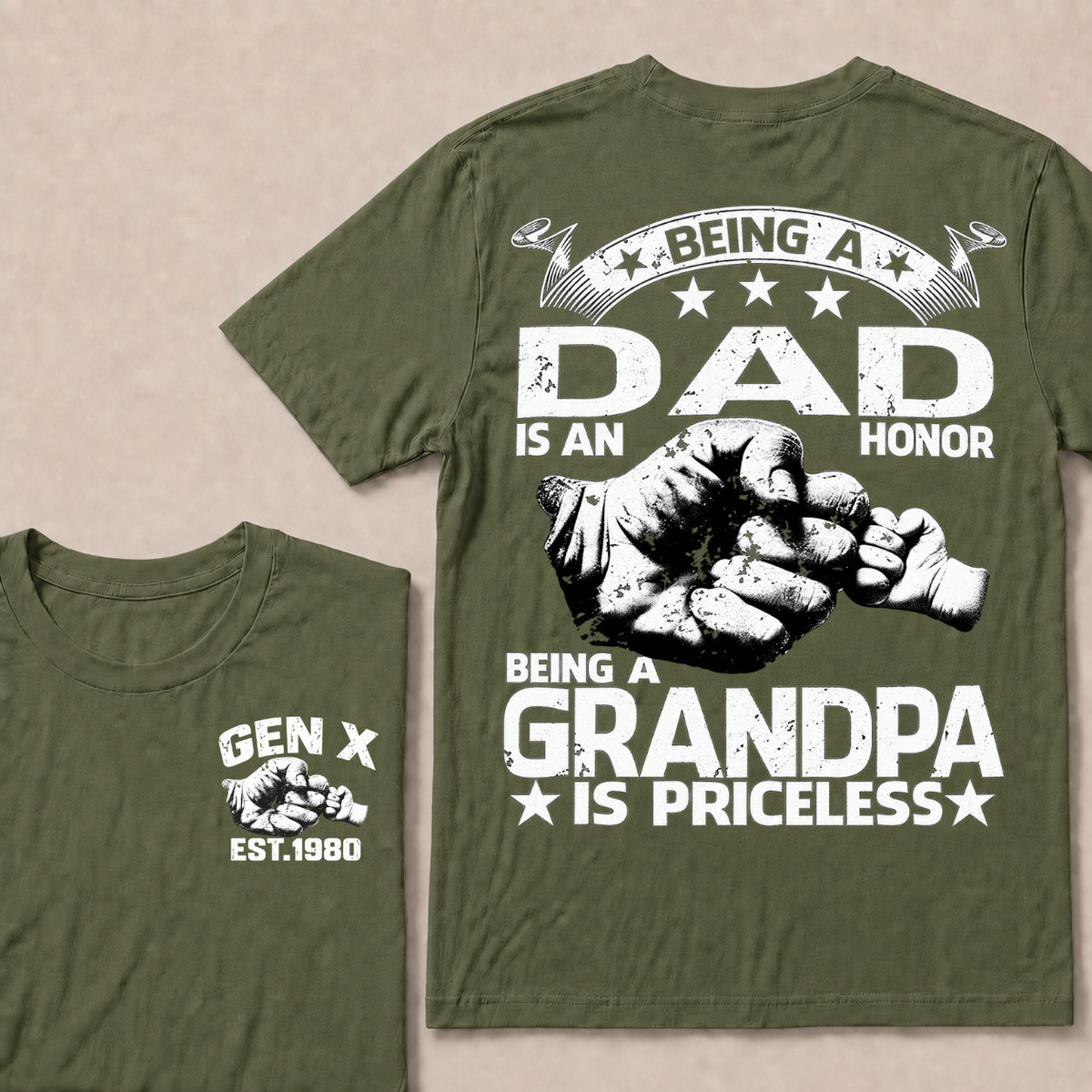 Being A Dad Is An Honor. Being A Grandpa Is PricelessCustom Your Year T-shirt