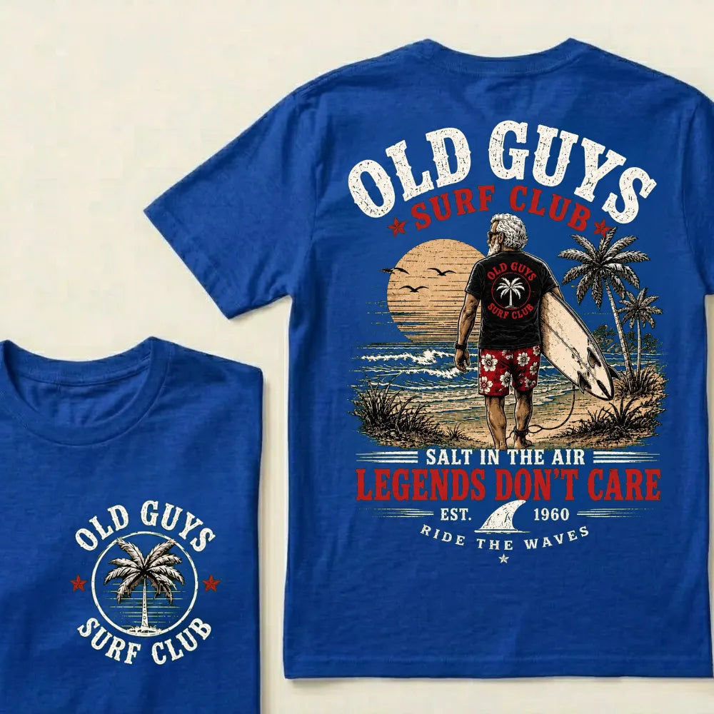 🌴Custom EST.Year Vintage Beach "Old Guys Surf Club" Casual Graphic T-Shirt