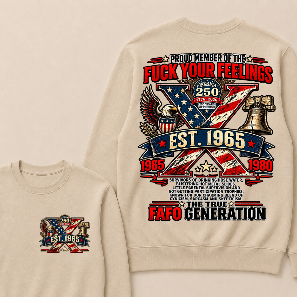 Gen X Est.Year America 250 The True Fafo Generation Eagle Liberty Bell Vintage Crewneck Sweatshirt