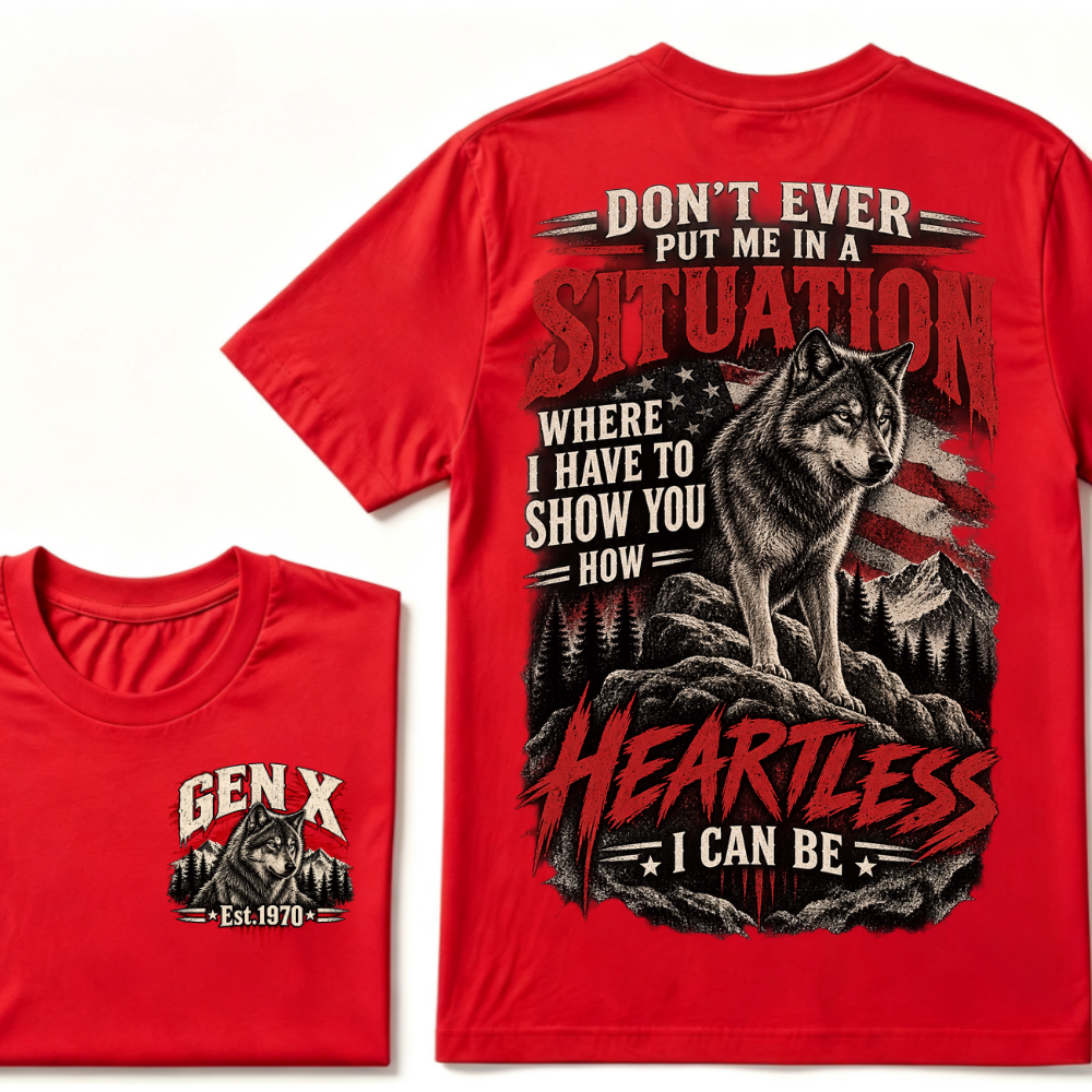 Gen X Est. Year “Heartless I Can Be” Wolf Graphic T-Shirt