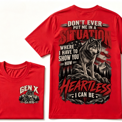 Gen X Est. Year “Heartless I Can Be” Wolf Graphic T-Shirt