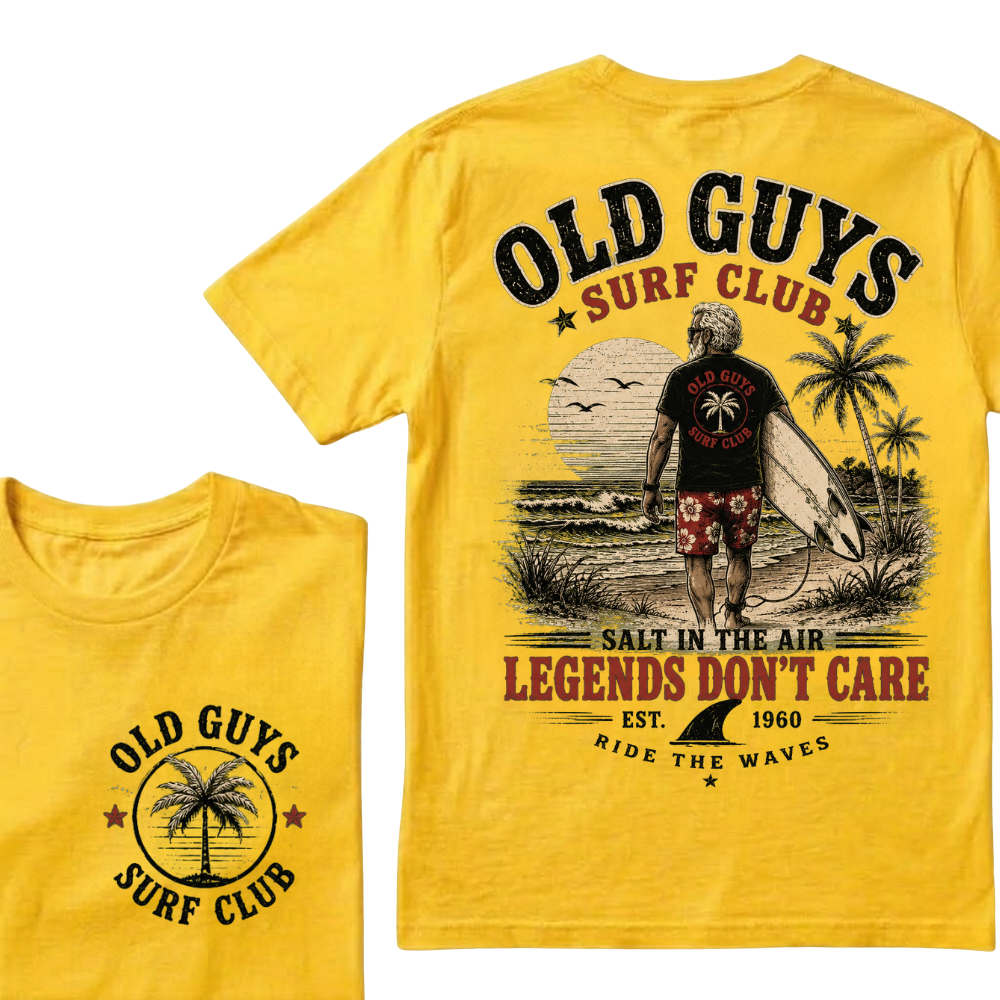 🌴Custom EST.Year Vintage Beach "Old Guys Surf Club" Casual Graphic T-Shirt