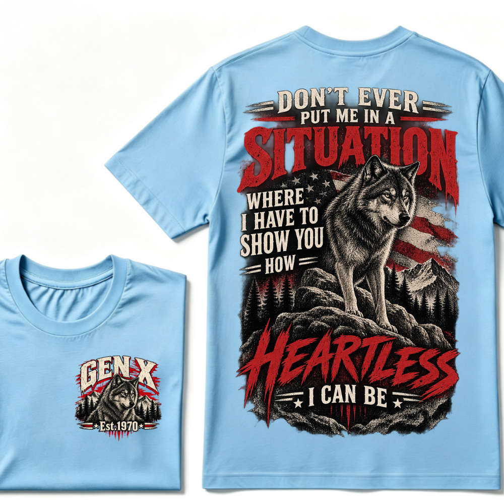 Gen X Est. Year “Heartless I Can Be” Wolf Graphic T-Shirt