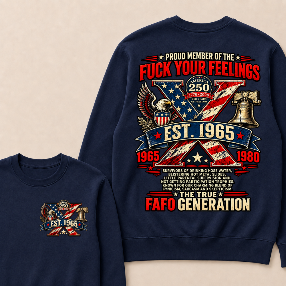 Gen X Est.Year America 250 The True Fafo Generation Eagle Liberty Bell Vintage Crewneck Sweatshirt