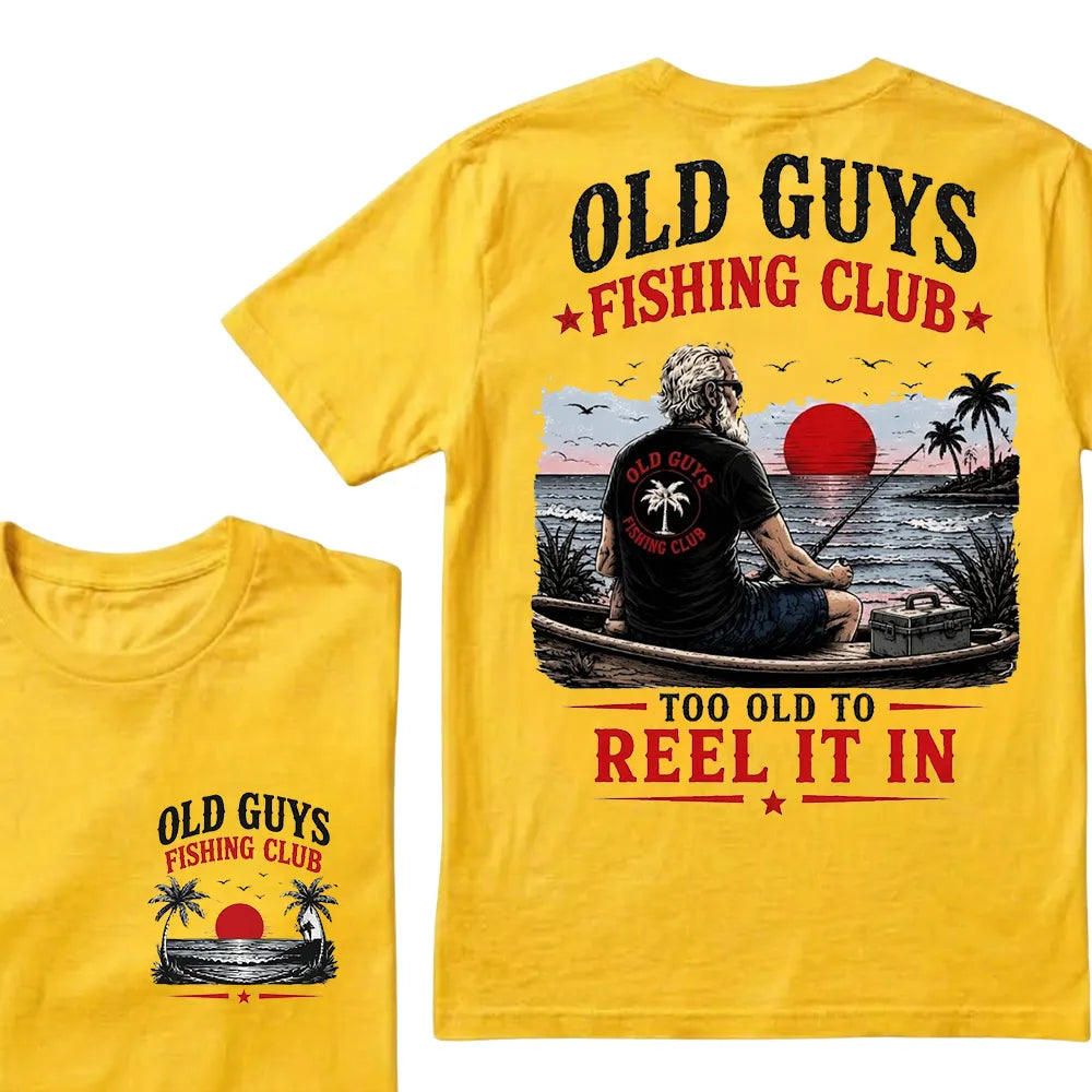 Old Guys Fishing Club – "Too Old to Reel It In" Premium Tee