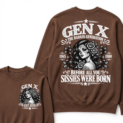 Gen X EST. Year “The Badass Generation” Rose Graphic Sweatshirt