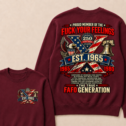 Gen X Est.Year America 250 The True Fafo Generation Eagle Liberty Bell Vintage Crewneck Sweatshirt