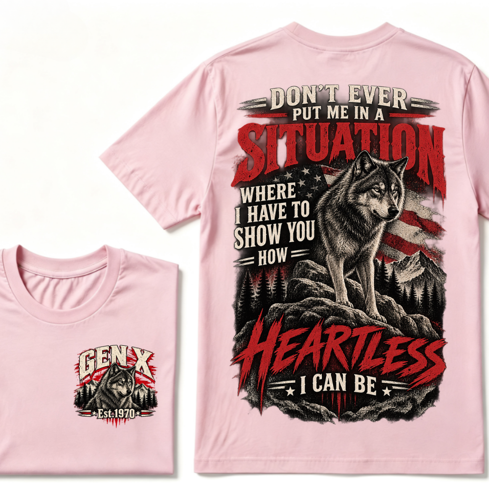 Gen X Est. Year “Heartless I Can Be” Wolf Graphic T-Shirt