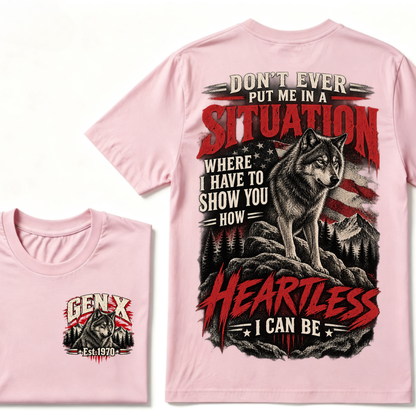 Gen X Est. Year “Heartless I Can Be” Wolf Graphic T-Shirt