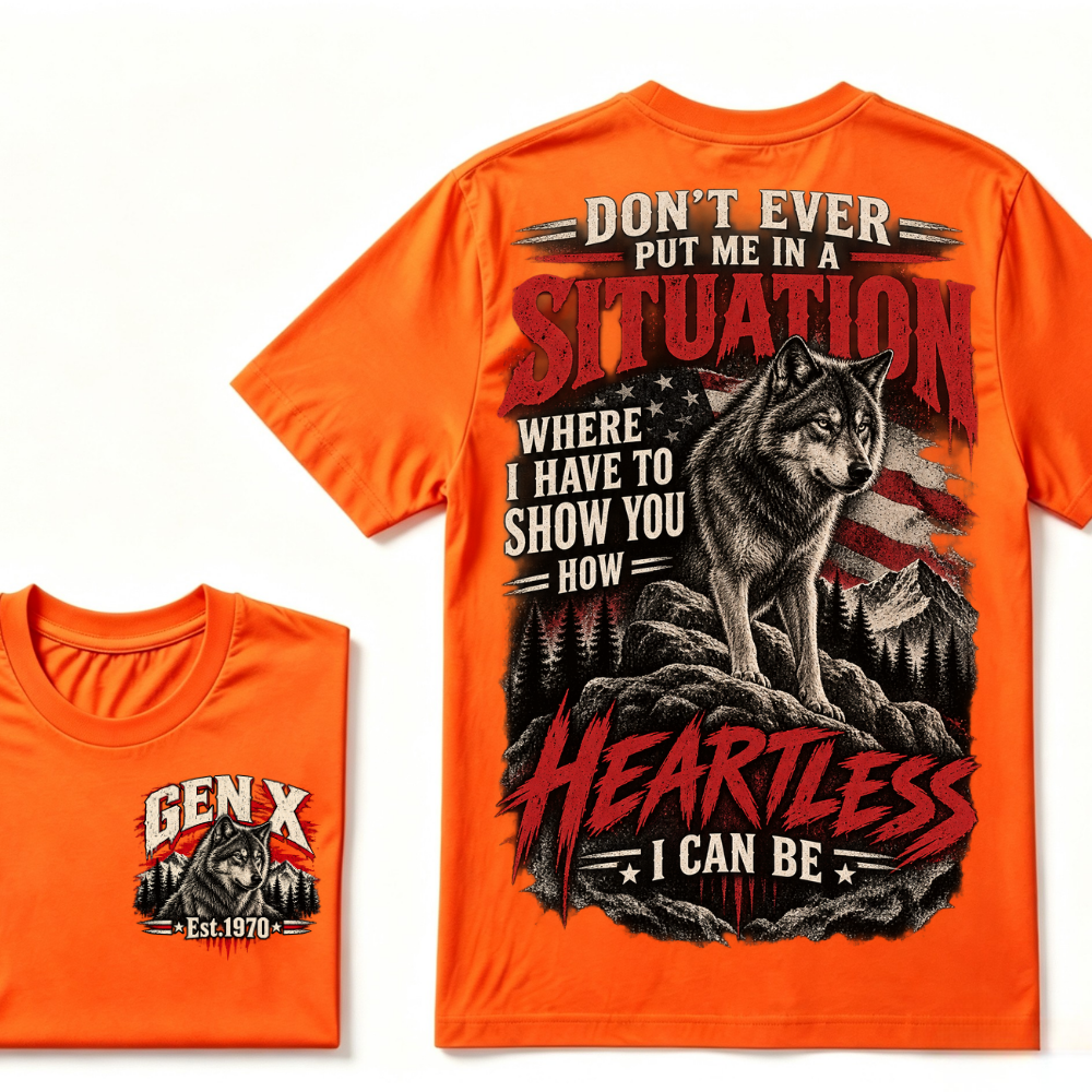 Gen X Est. Year “Heartless I Can Be” Wolf Graphic T-Shirt