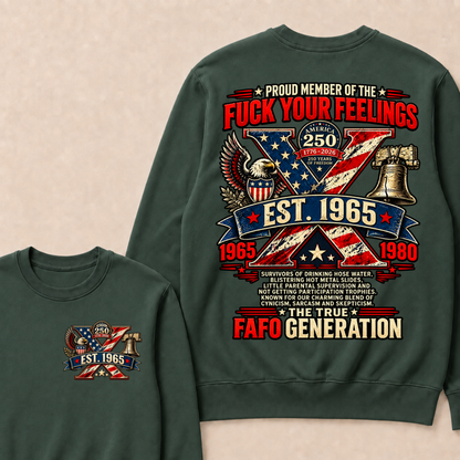Gen X Est.Year America 250 The True Fafo Generation Eagle Liberty Bell Vintage Crewneck Sweatshirt