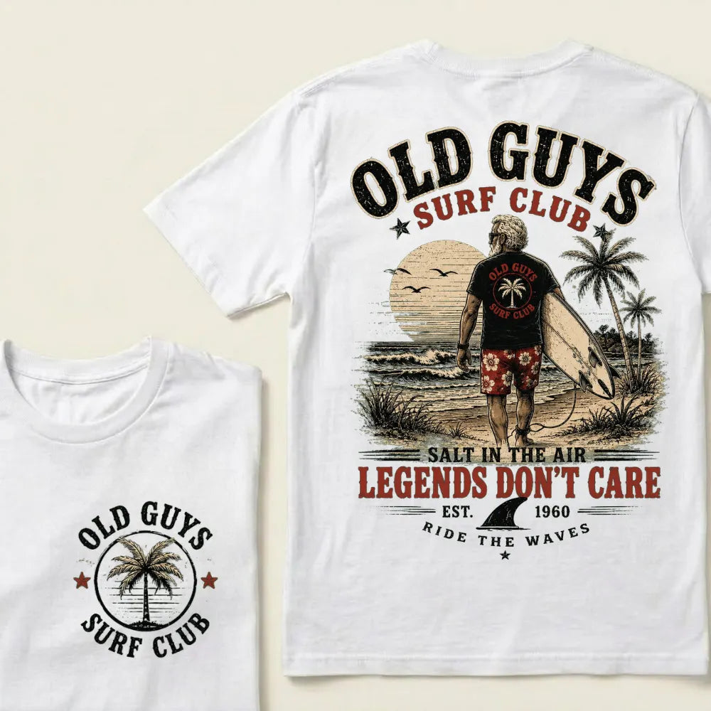 🌴Custom EST.Year Vintage Beach "Old Guys Surf Club" Casual Graphic T-Shirt