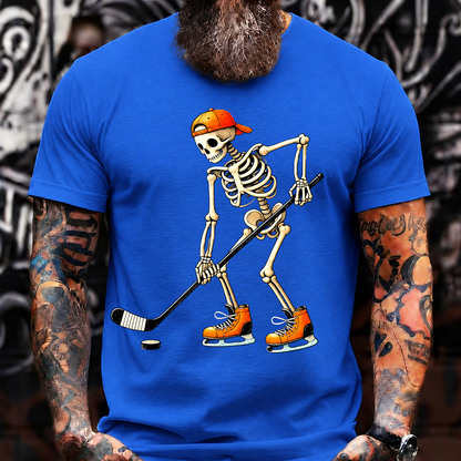 Skull Hockey T-Shirt – Retro Skeleton Streetwear