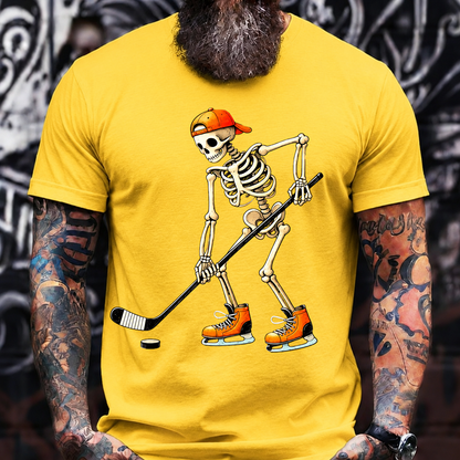 Skull Hockey T-Shirt – Retro Skeleton Streetwear