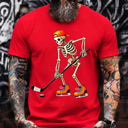 Skull Hockey T-Shirt – Retro Skeleton Streetwear