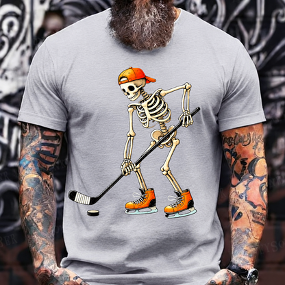 Skull Hockey T-Shirt – Retro Skeleton Streetwear