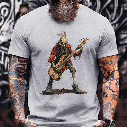 Skeleton Bass Player T-Shirt – Vintage Rock Streetwear