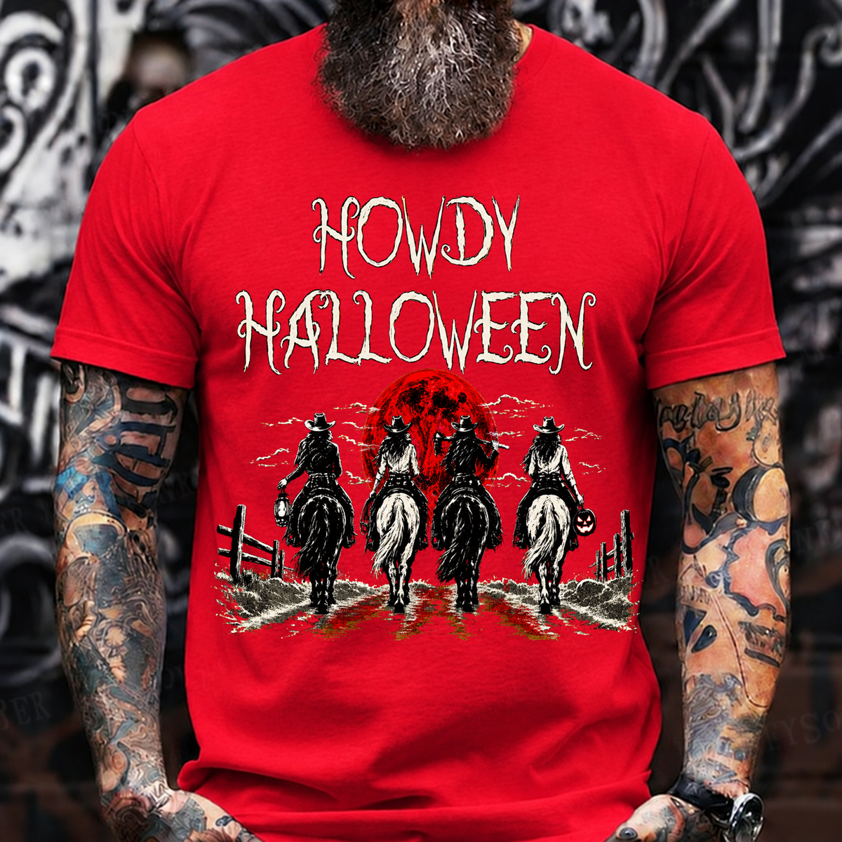 Howdy Halloween Cowboy T-Shirt – Spooky Western Horseback