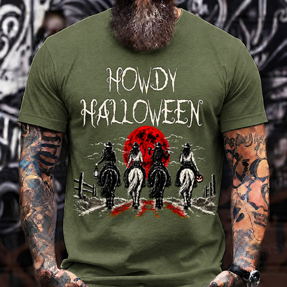 Howdy Halloween Cowboy T-Shirt – Spooky Western Horseback