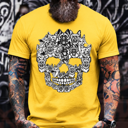 German Shepherd Skull T-Shirt – Black and White Dog Lover