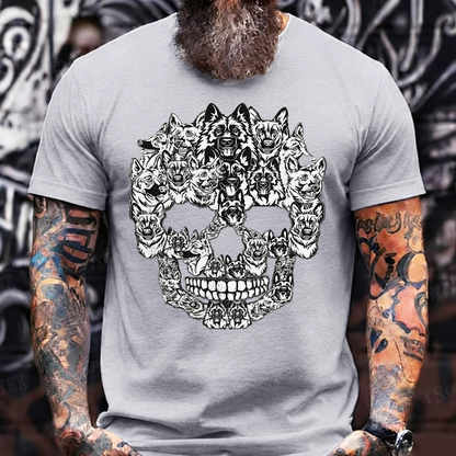 German Shepherd Skull T-Shirt – Black and White Dog Lover