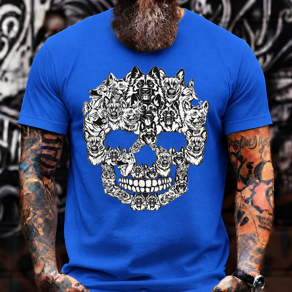 German Shepherd Skull T-Shirt – Black and White Dog Lover