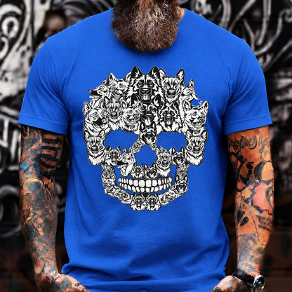 German Shepherd Skull T-Shirt – Black and White Dog Lover
