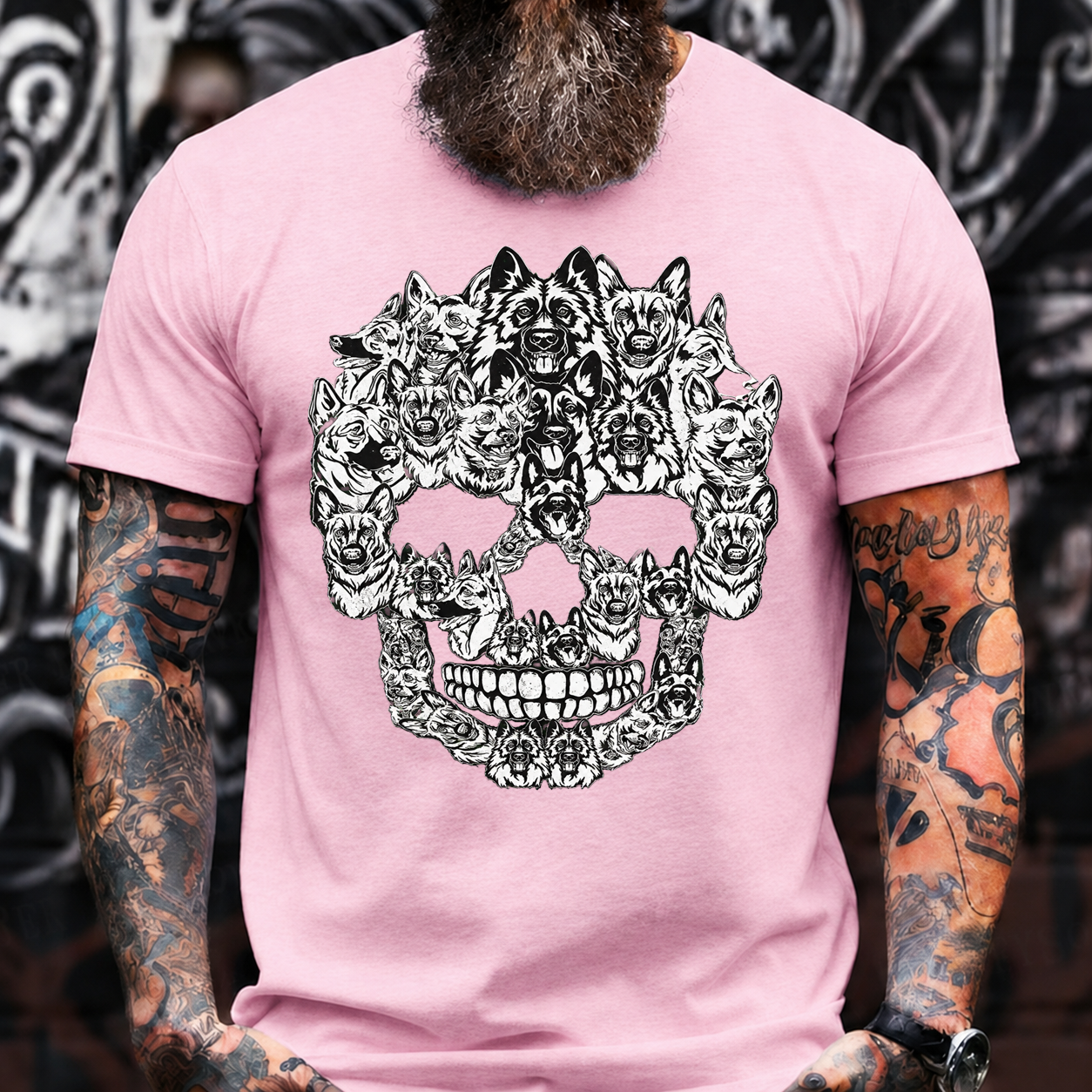 German Shepherd Skull T-Shirt – Black and White Dog Lover