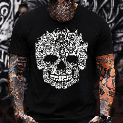 German Shepherd Skull T-Shirt – Black and White Dog Lover