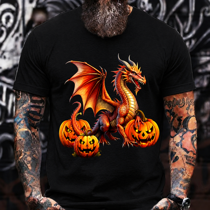 Halloween Dragon Pumpkin T-Shirt – Fiery Fantasy Creature